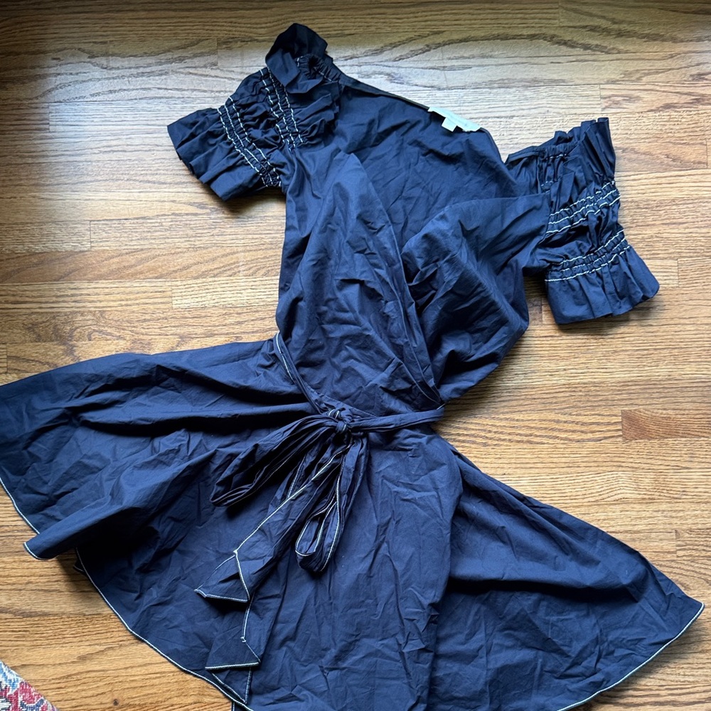 Jonathan Simkhai Navy Off-Shoulder Mini Dress